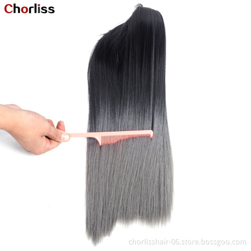 Wholesale Deep-Brown Long Straight Claw-Clip Drawstring Hairpiece Clip In Hair Tail Synthetic Hair Ponytails Extension For Women